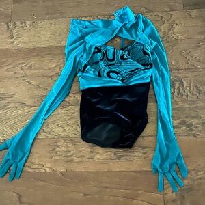 Deep Green and Black Long Sleeve Leotard